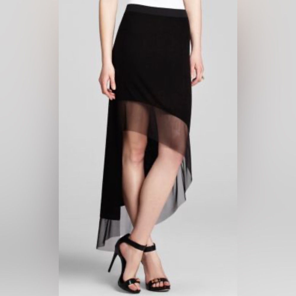 BCBGMaxAzria Black Maxi Skirt with Sheer Hem